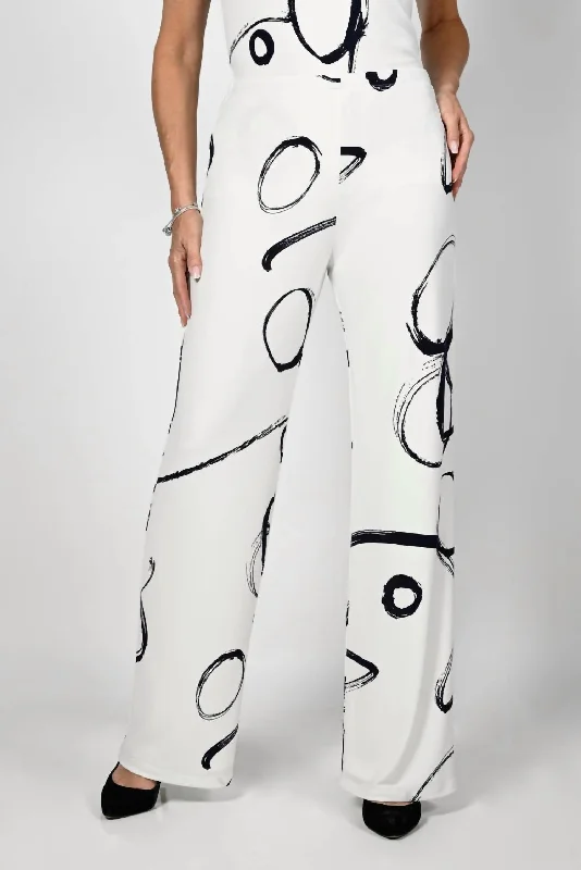 Mega Deal Printed Palazzo Trouser In Off White/navy