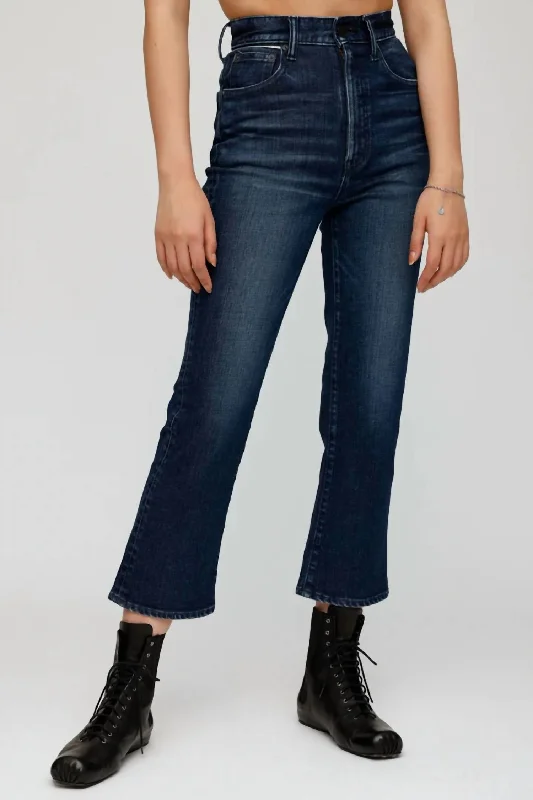 Hurry In Emma Cropped Flare Jeans In Dark Blue
