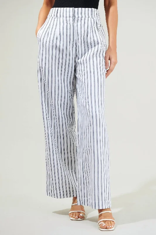 Daily Special Arlah Striped Pleated Pant In Navy Blue