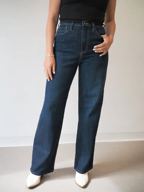 Limited Availability Retro Wide Straight Jean In Dark Denim