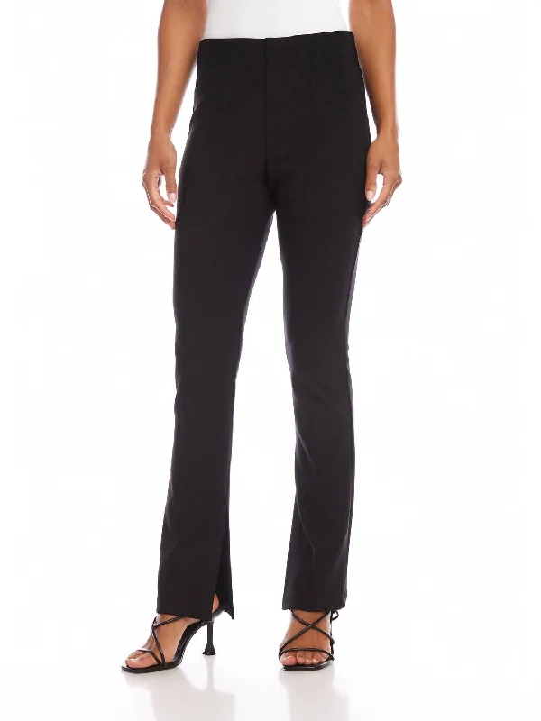 Weekend Shopping Bliss Side Slit Bootcut Pants In Black