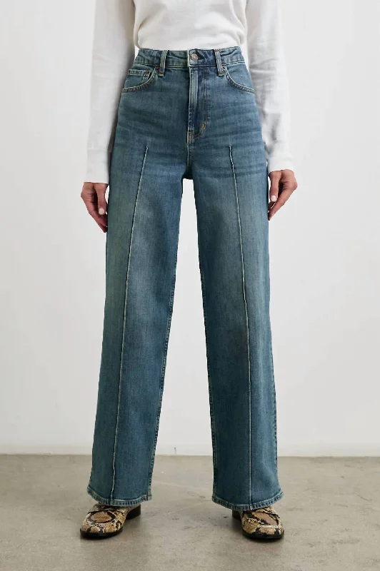 Super Deal Getty Pintuck Wide Leg Jean In Authentic Blue