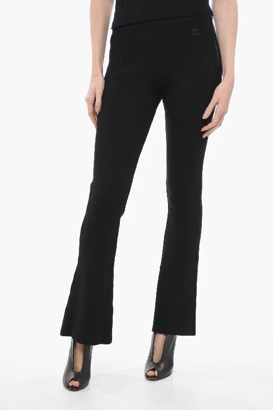 Daily Deals Courreges Ribbed Bootcut Pants with Side Zip