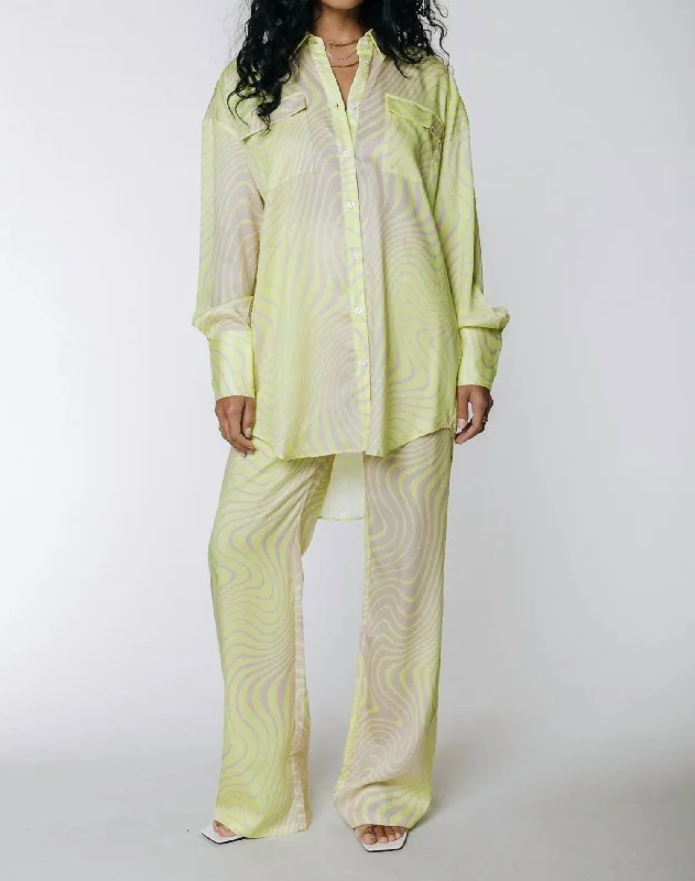Weekend Offers You Can't Ignore Cosmic Aura Satin Pants In Lime