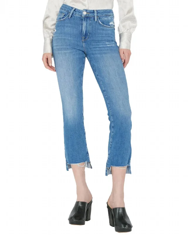 Discount Extravaganza Le Crop Mini Boot Raw Jean In Drizzle Rips Chew