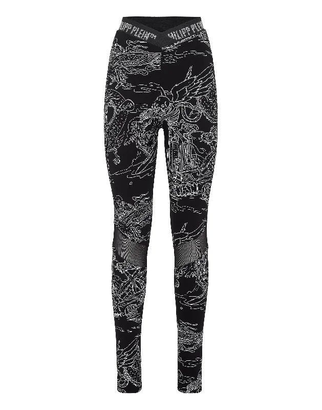 Warehouse Sale Super High Waist Leggings Stones Skeleton tattoo