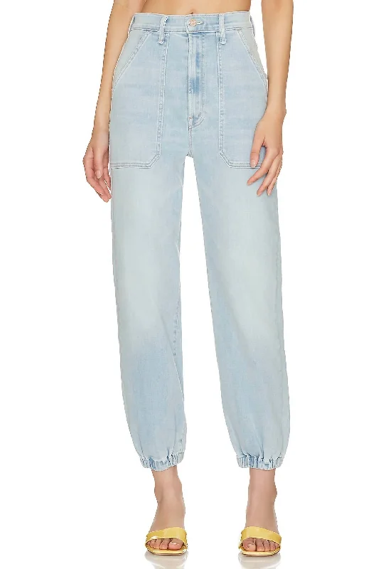 Massive Deals Wrapper Patch Springy Ankle Jeans In Chill Pill