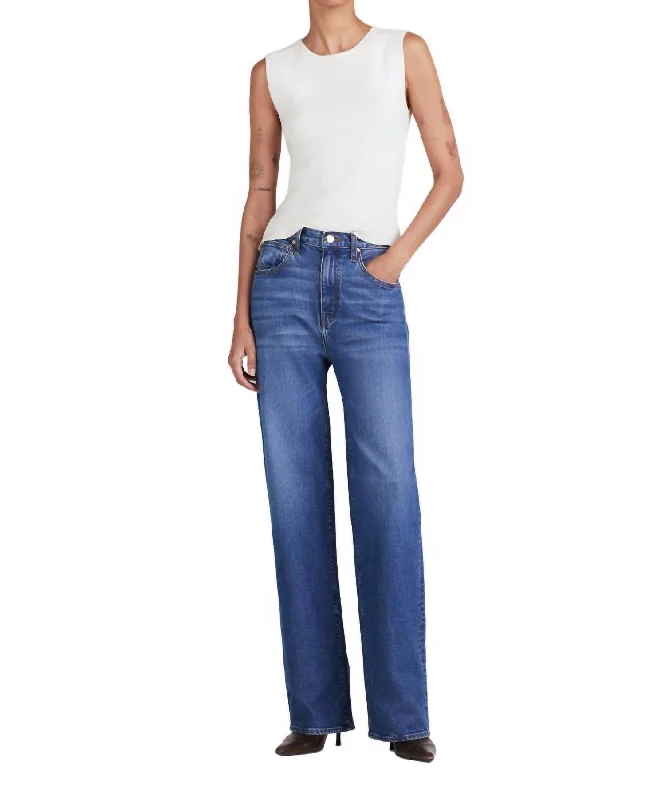 Act Fast Faye High Rise Tailored Wide Leg Jeans In Mercer