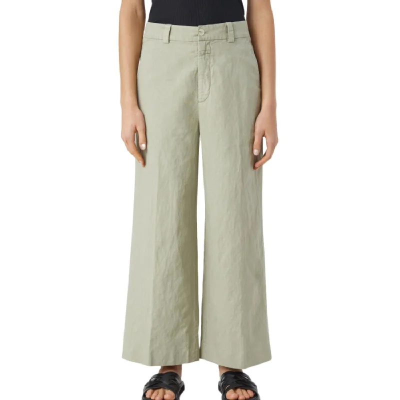 Weekend Discounts to Celebrate Barton Cotton Linen Pants In Light Moss Green