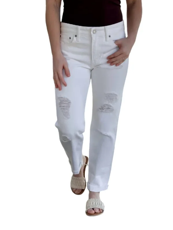 Top Pick Sienna Slim Boyfriend Jeans In White