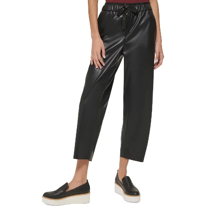 Savings Galore Womens Faux Leather High Rise Cropped Pants