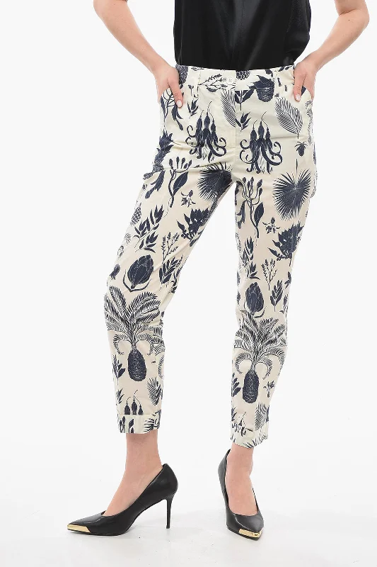 Bonus Savings Parosh COPARD Cropped Pants with Floral Pattern