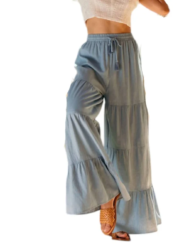 Weekend Specials to Love High Waist Boho Flair Denim Pants In Light Blue