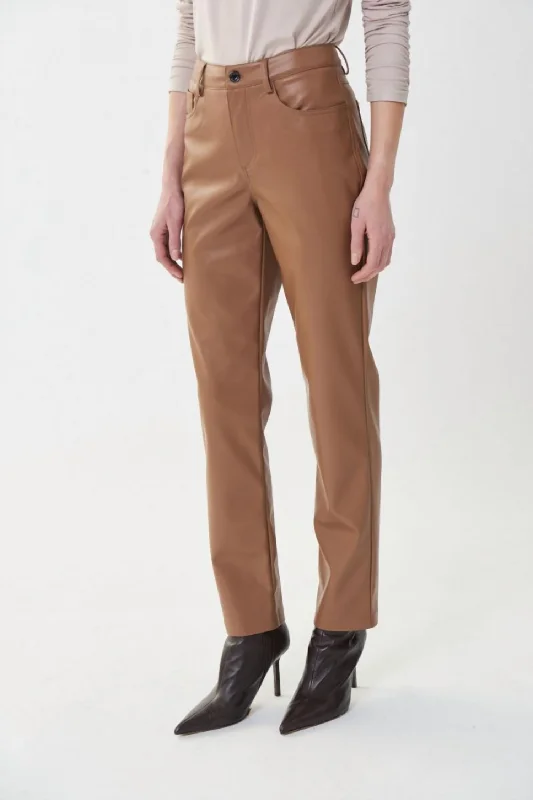 Hot Deal Faux Leather Trouser In Nutmeg
