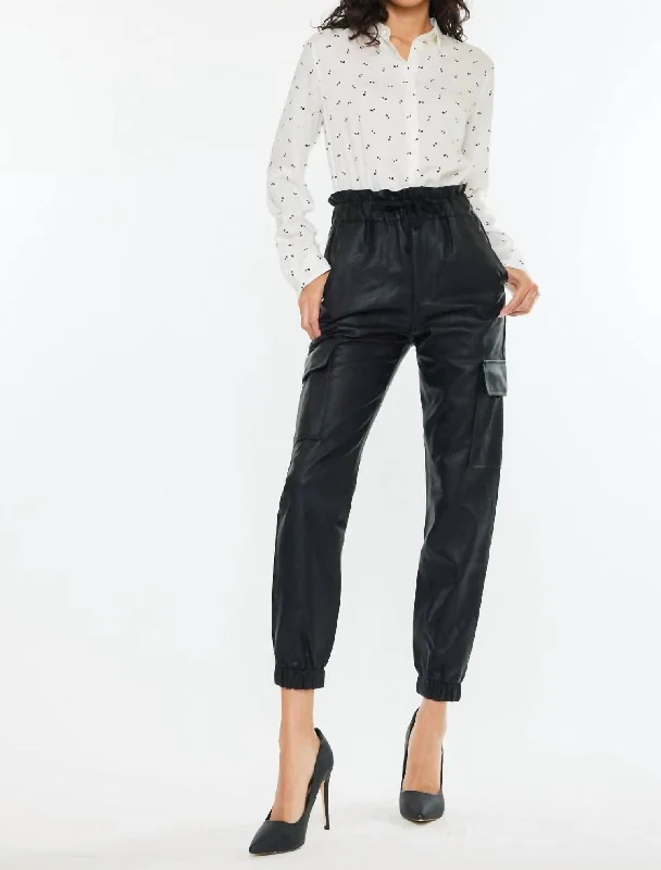 New Deals Rona Ultra High Rise Faux Leather Jogger Pant In Black