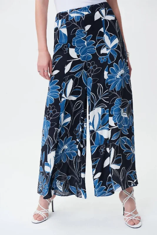 Take Advantage Wide Leg Floral Pants In Midnight