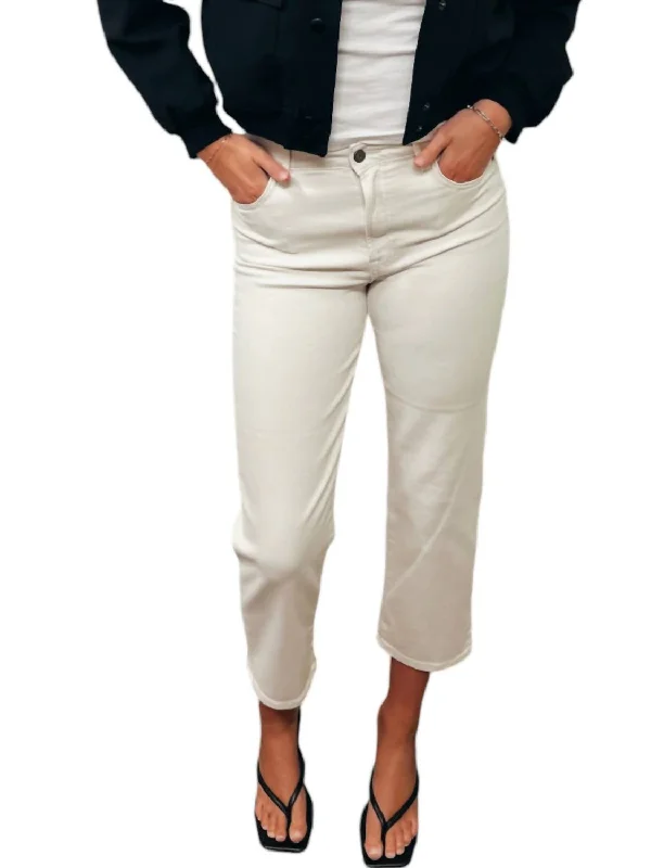 Lowest Prices Tracey High Rise Cropped Straight Pants In Ivory