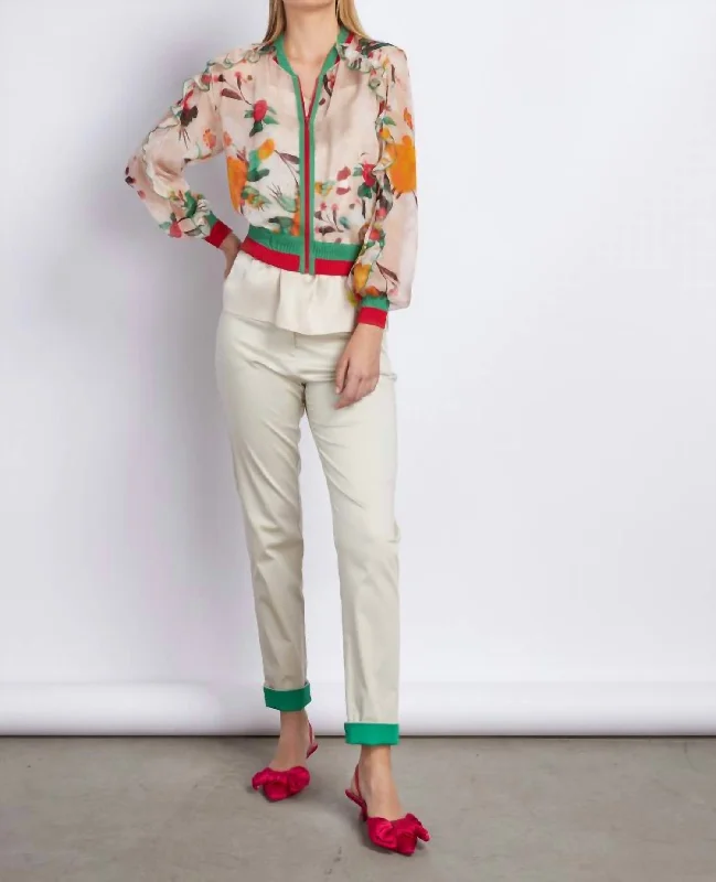 Price Slash Beige & Green Pant In Khaki 420