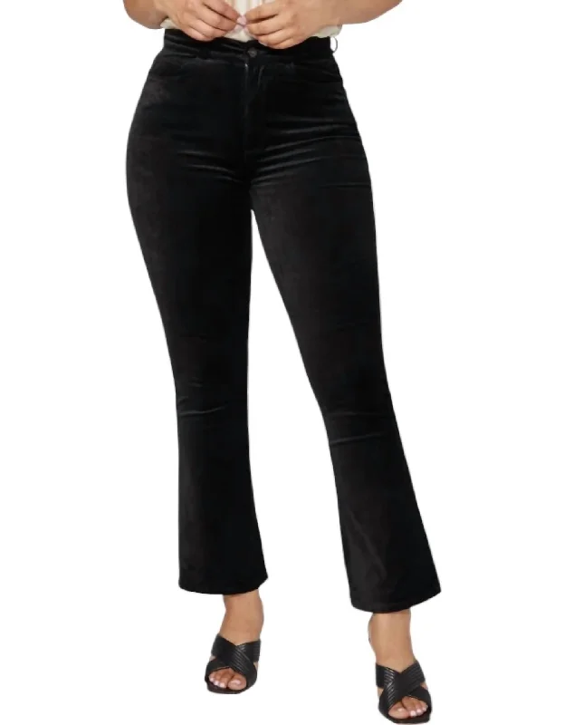 Deal Dash Flaunt Femme Ankle Flare Pants In Black Velvet