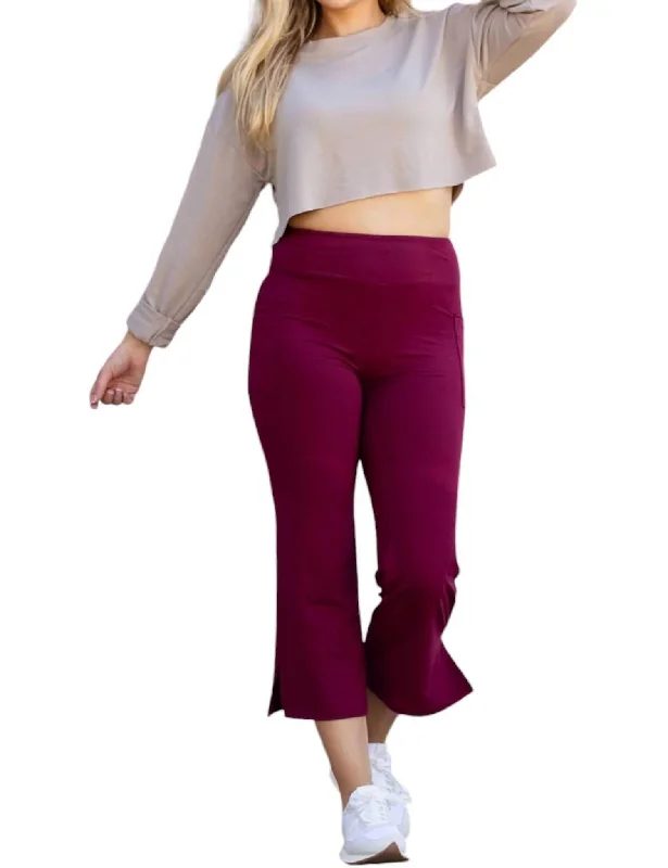 Super Sale Courtney High Waisted Gaucho Pants In Maroon