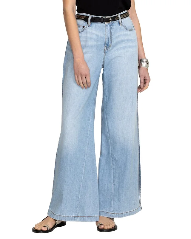 Shop and Save Johnny Was Melanie Blanket Stitch Wide Leg Jean