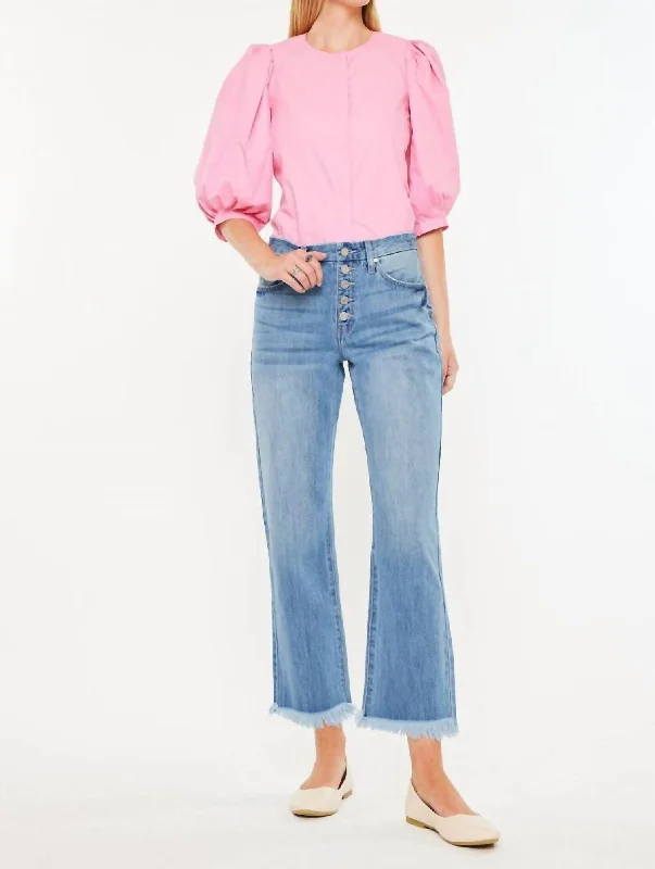 Weekend Discounts to Delight High Rise Straight Leg Button Fly Jean In Medium Wash