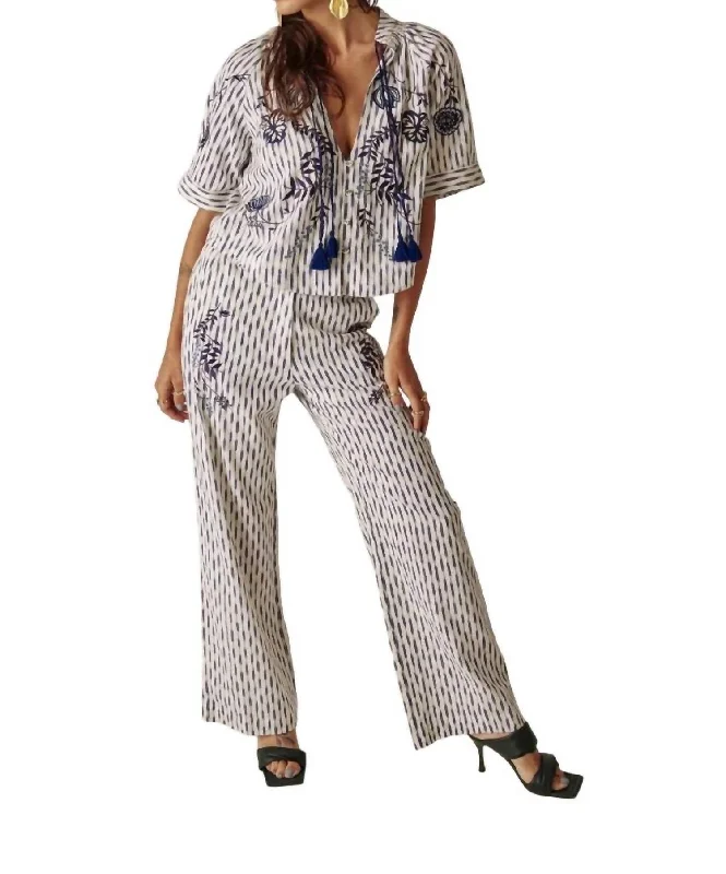 Huge Savings Lapis Pants In Ikat Blue