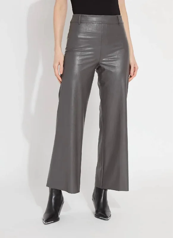 Weekend Bargains Just for You Hi Waist Vegan Leather Wide Leg Pants In Gray Ash