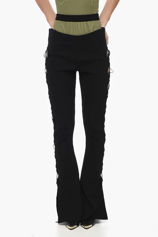 Unbeatable Prices ANDREĀDAMO High-waisted Knit Flared Pants with Cut-out Details