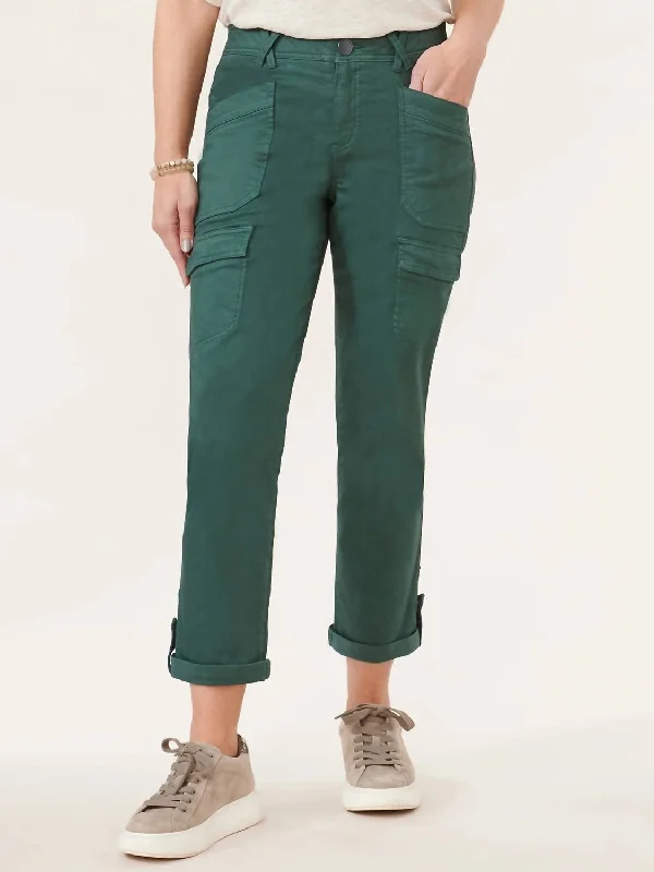 Limited Offer High Rise Roll Cuff Cargo Utility Pants In Dusty Spruce