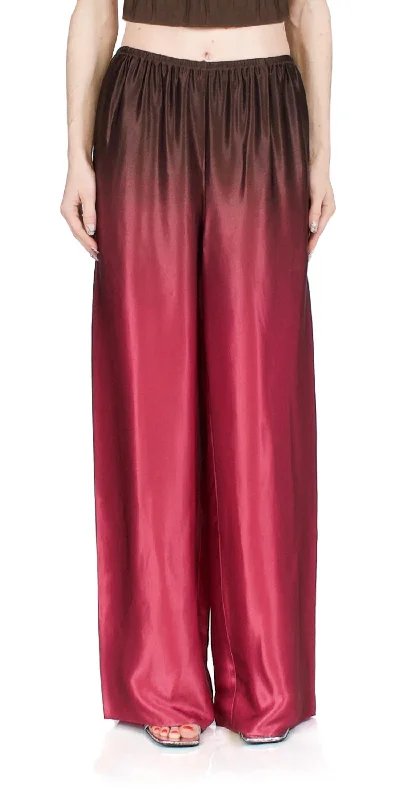 Exclusive Offer Ombré Printed Satin Pants In Beet/dark Night Fig