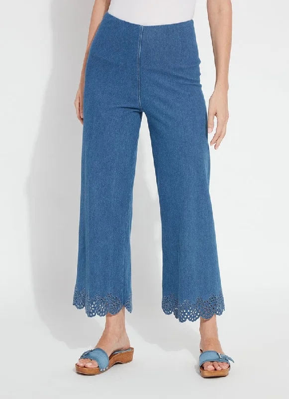Now or Never Cropped Embroidered Eyelet Wide Leg (26" Inseam)