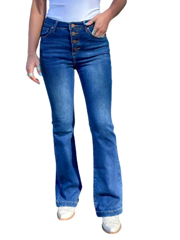 Early Bird Discount Button Down Boot Cut Jeans In Dark Wash