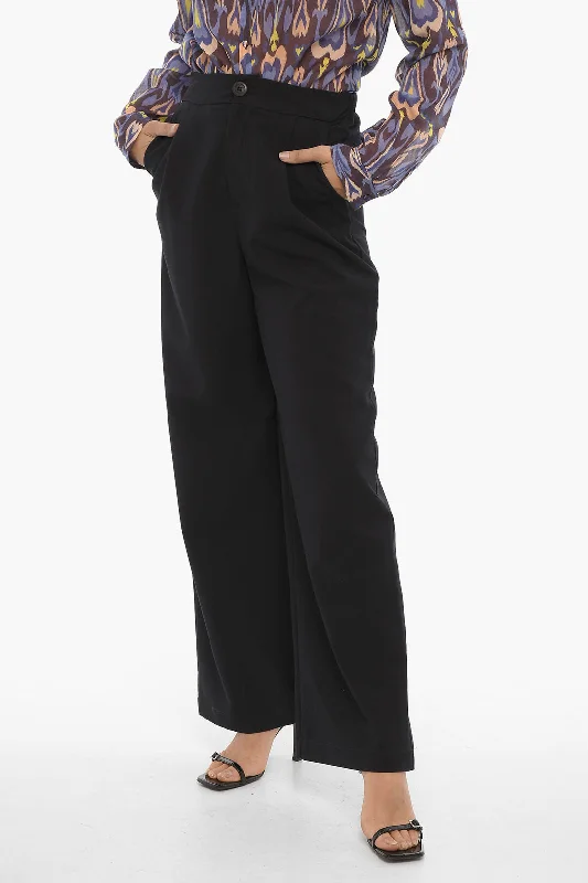Seasonal Clearance Oblò Unique Wide Leg Stretch Fabric Single-Pleat Pants