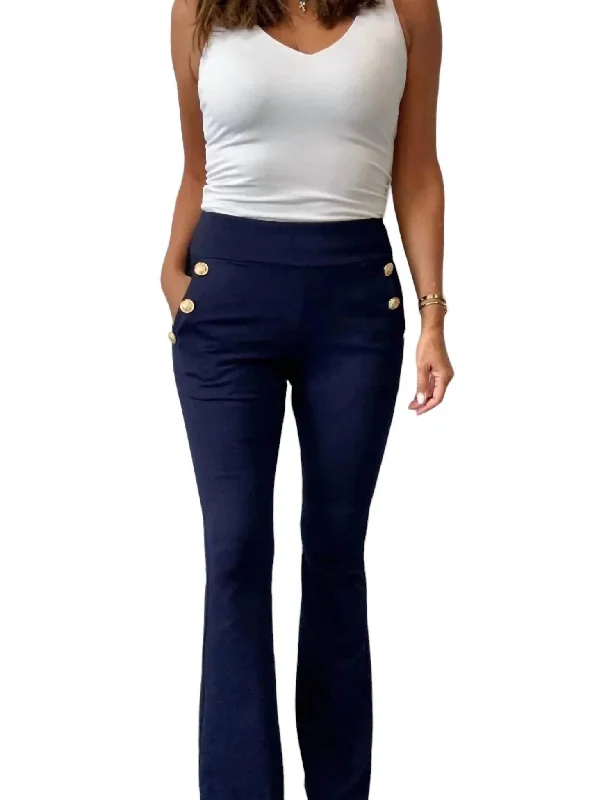 While Supplies Last Ponte Pants With Gold Buttons In Navy