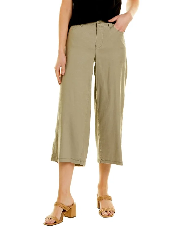 Bargain Blast NYDJ Petite Cropped Wide Leg Linen-Blend Pant