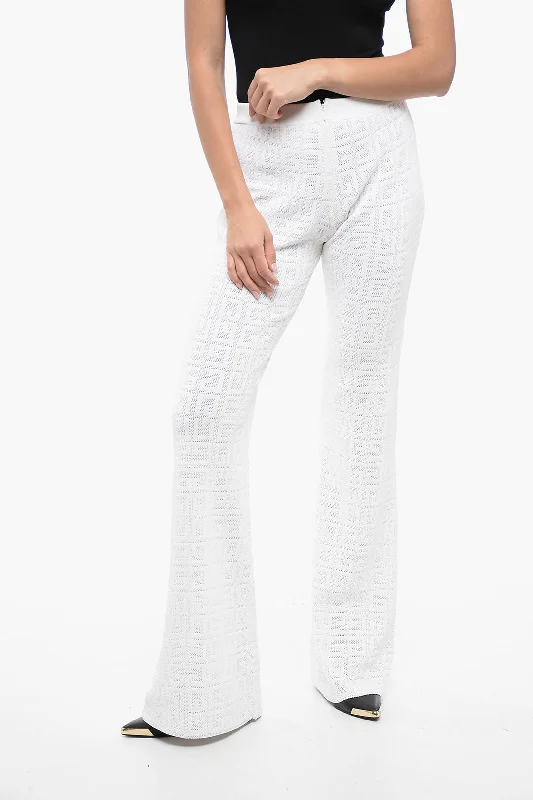 Special Buy Givenchy Perforated Viscose Blend Flared Fit Pants with Monogram Moti