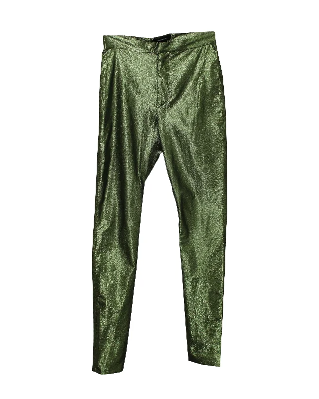 Weekend Deals That Sizzle Isabel Marant Shiny Trousers in Green Polyamide