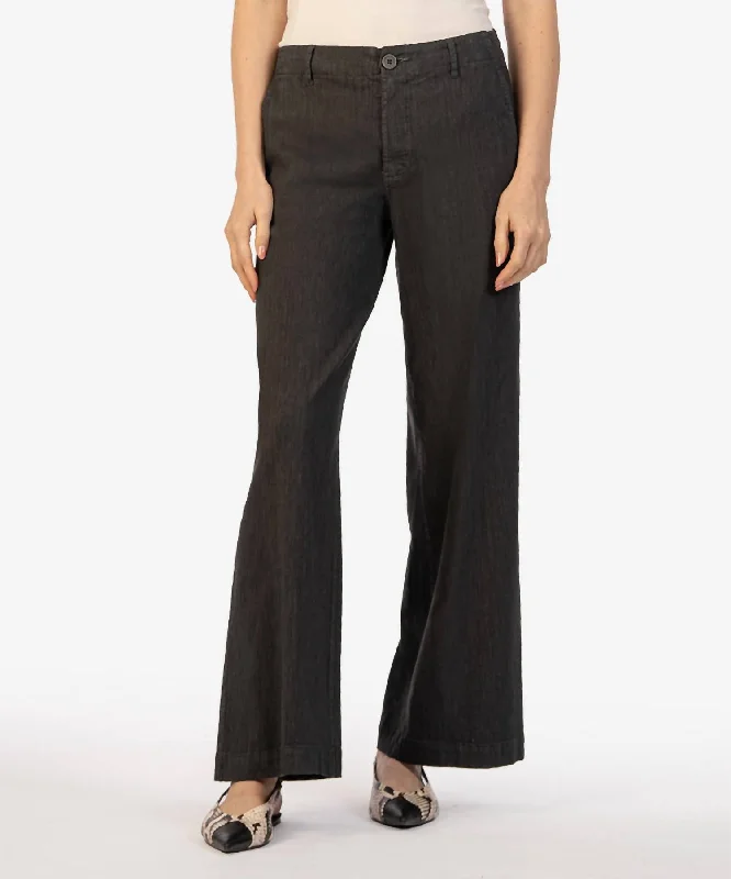 Don’t Miss Out Meg Linen Wide Leg Pant In Charcoal