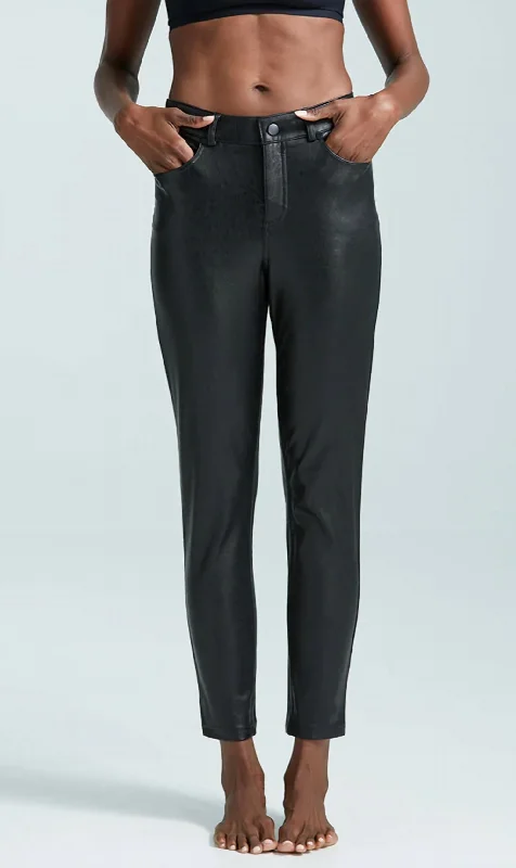 Can't Miss Faux Leather Five Pocket Pant In Black