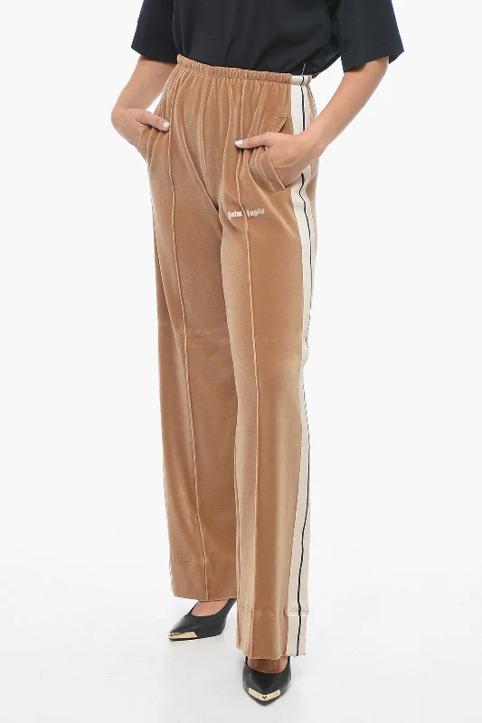 Deal Dash Palm Angels Velour Straight Fit Track Pants with Contrasting Bands