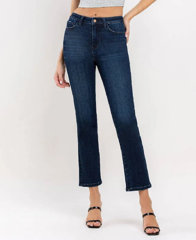 Shop the Weekend Away Jeanne High Rise Ankle Straight Jeans In Dark Wash