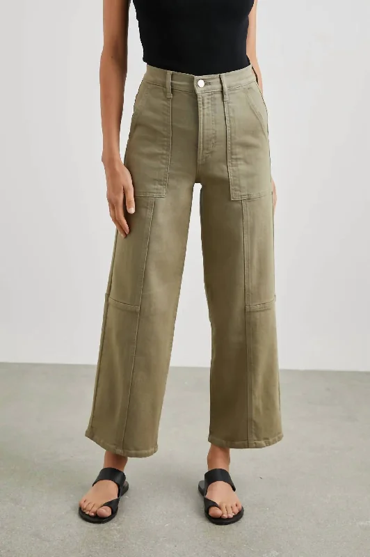 Weekend Discounts to Snag Getty Crop Utility Wide Leg Pant In Washed Olive