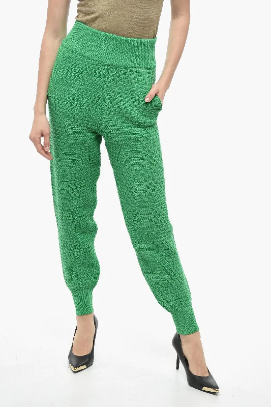 Daily Deals Art Essay Cotton Knit High Waisted Joggers
