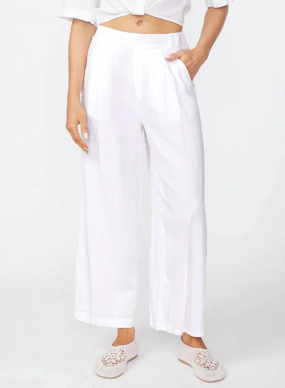 Take Advantage Linen Cropped Trouser Pants In Foam