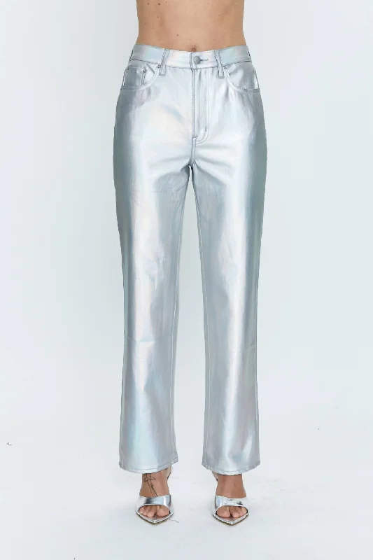 Weekend Bargains Galore Cassie High Rise Straight Pant In Coated Prism