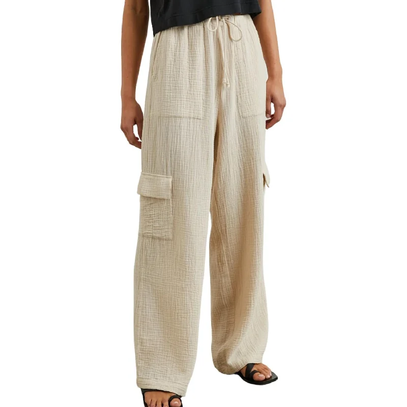 Mega Discount Christiano Double Gauze Pants In Flax