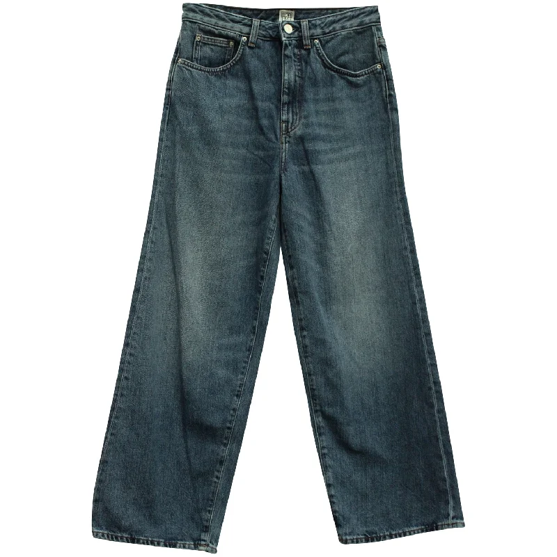 Lowest Price Totême Flare Fit Denim Washed Jeans in Blue Cotton