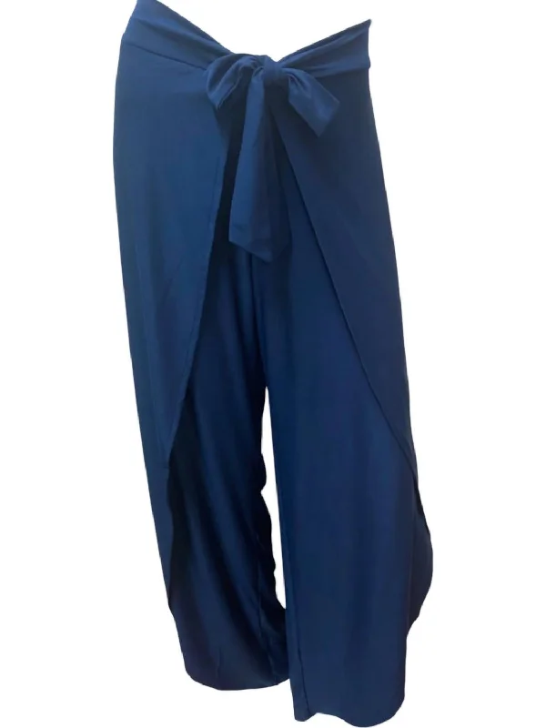 Bargain Prices Women's Wrap Front Pants In Navy