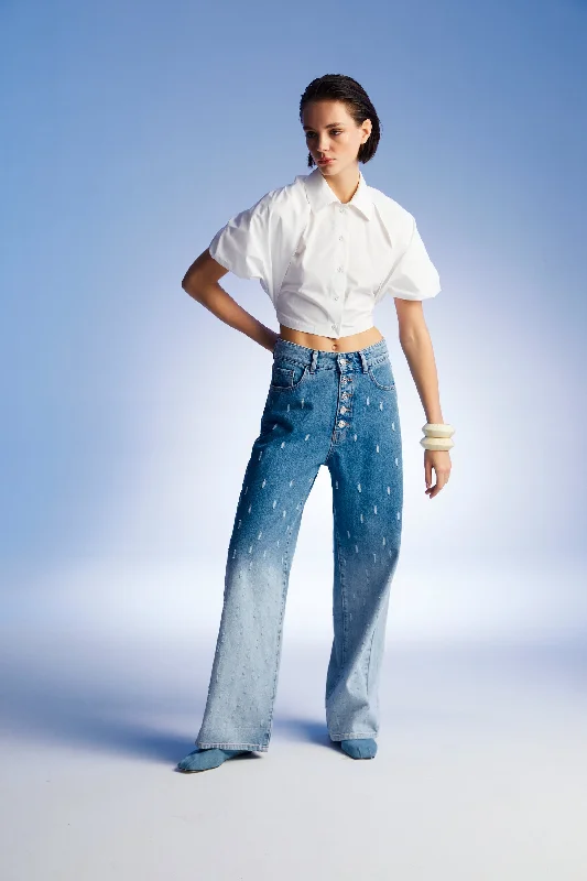 Hurry Up Gradient Wide Leg Jean Pants